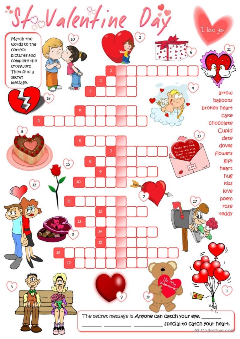 Valentine's Day Crossword Puzzles Printable