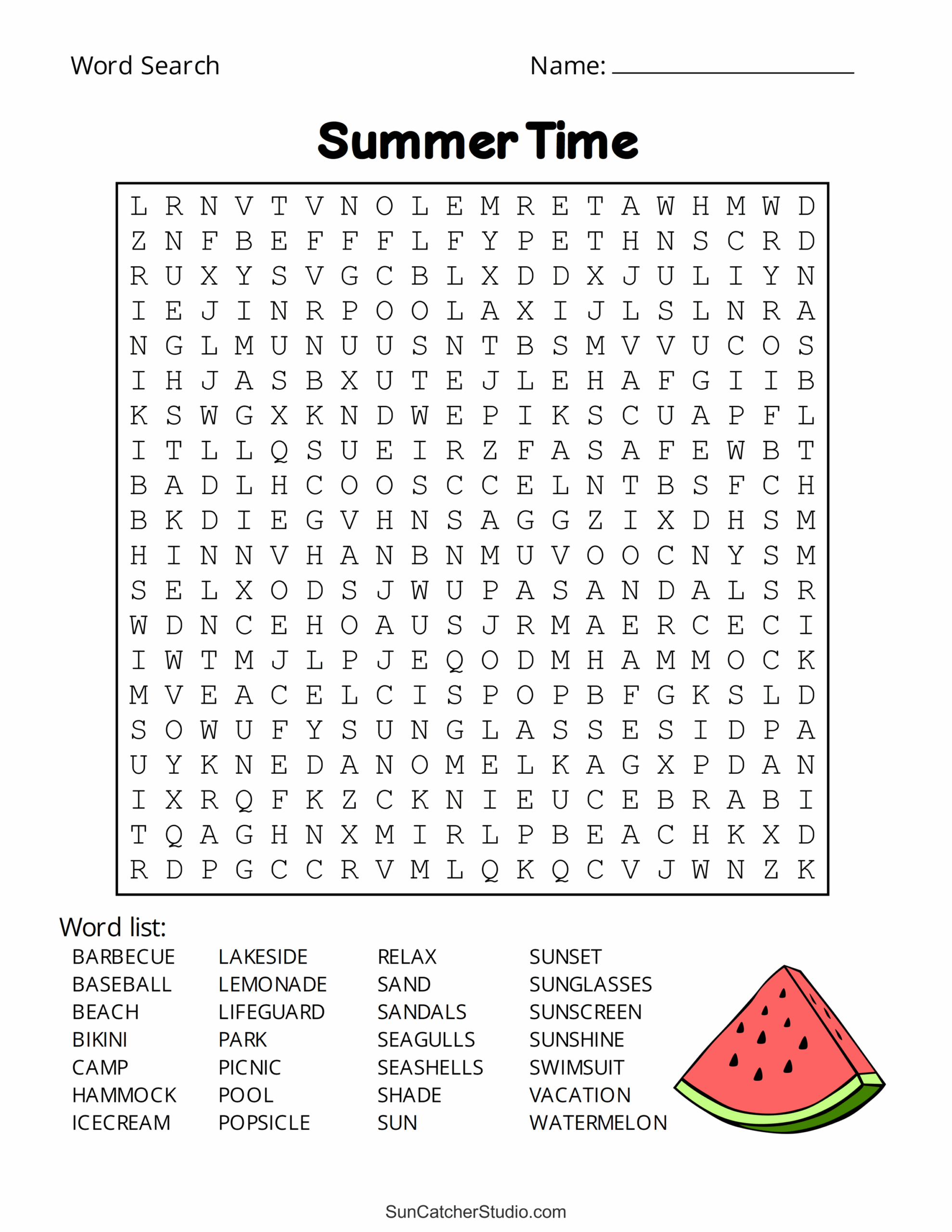 Summer Word Search Puzzles Printable