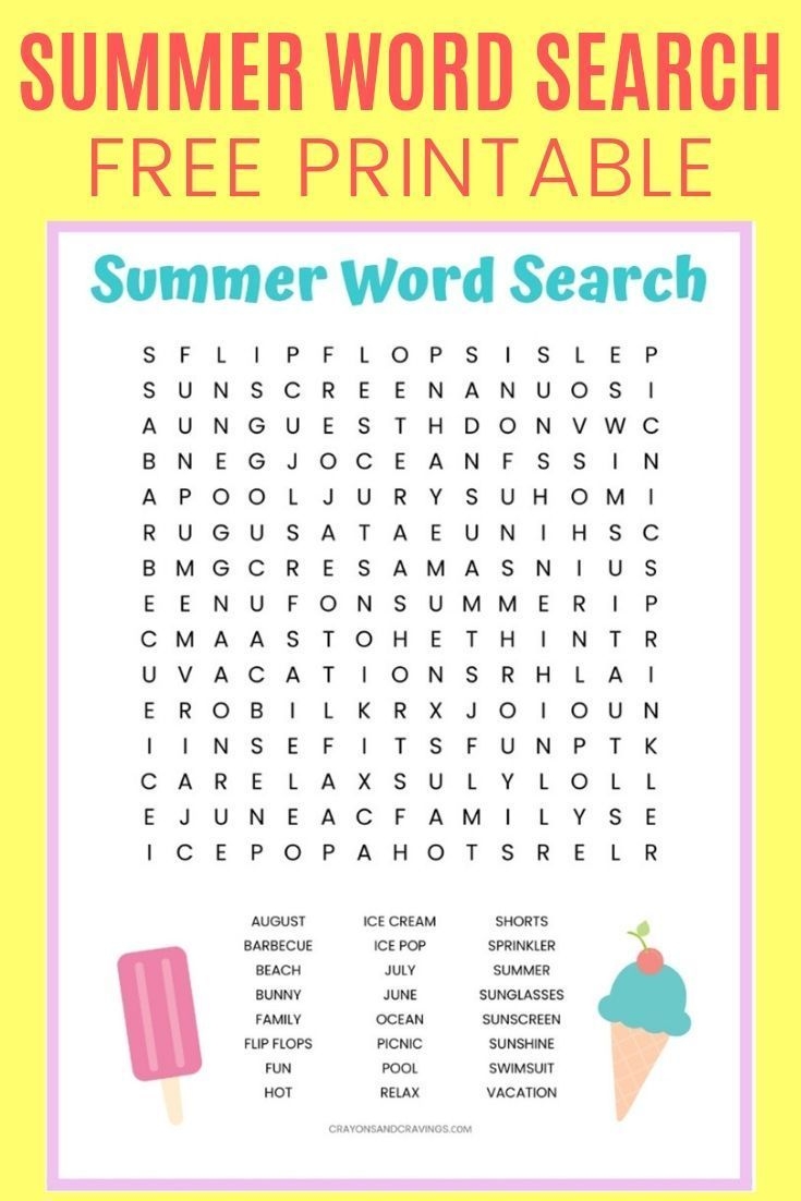 Summer Word Search FREE Printable Worksheet For Kids