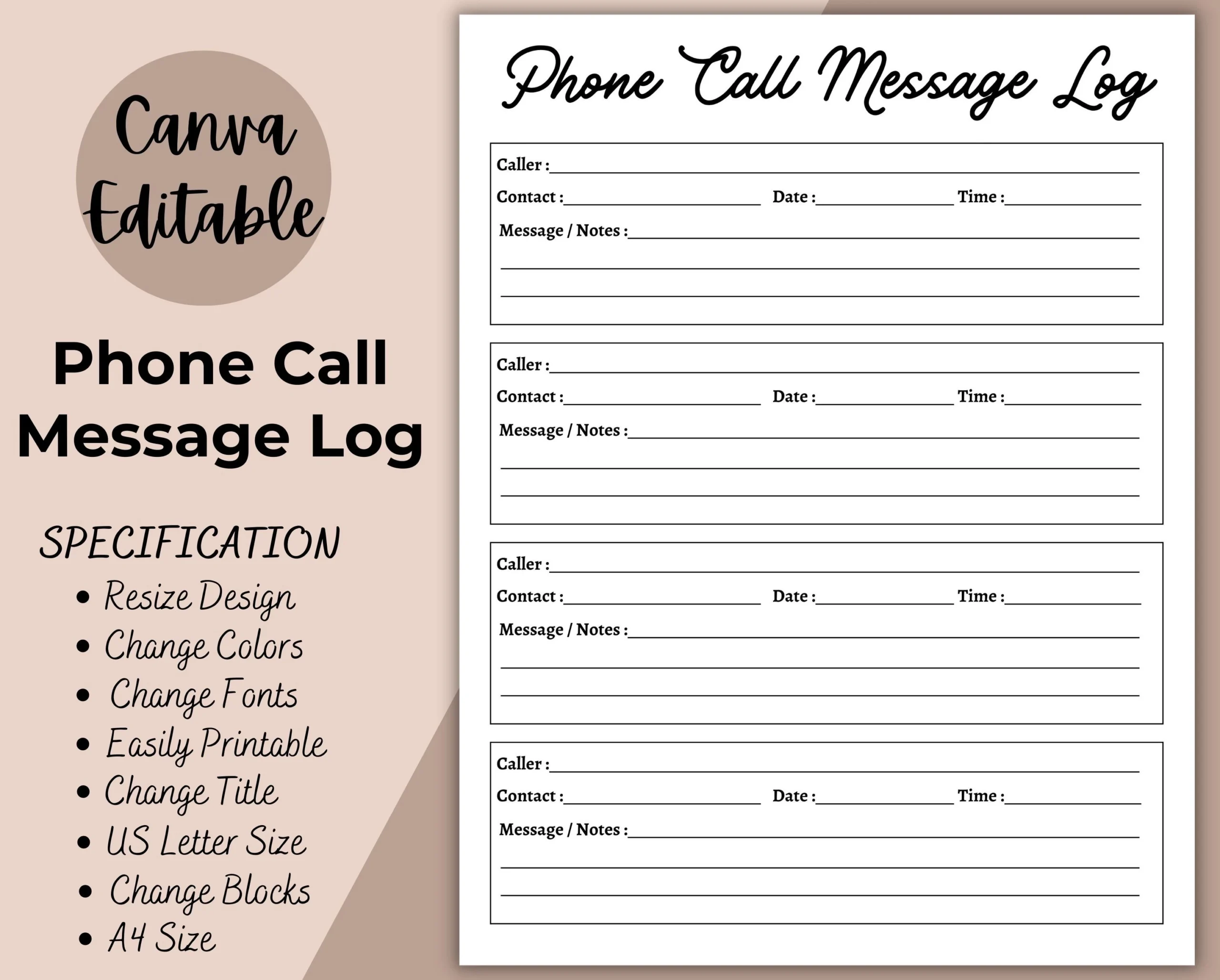 Printable Telephone Message Template