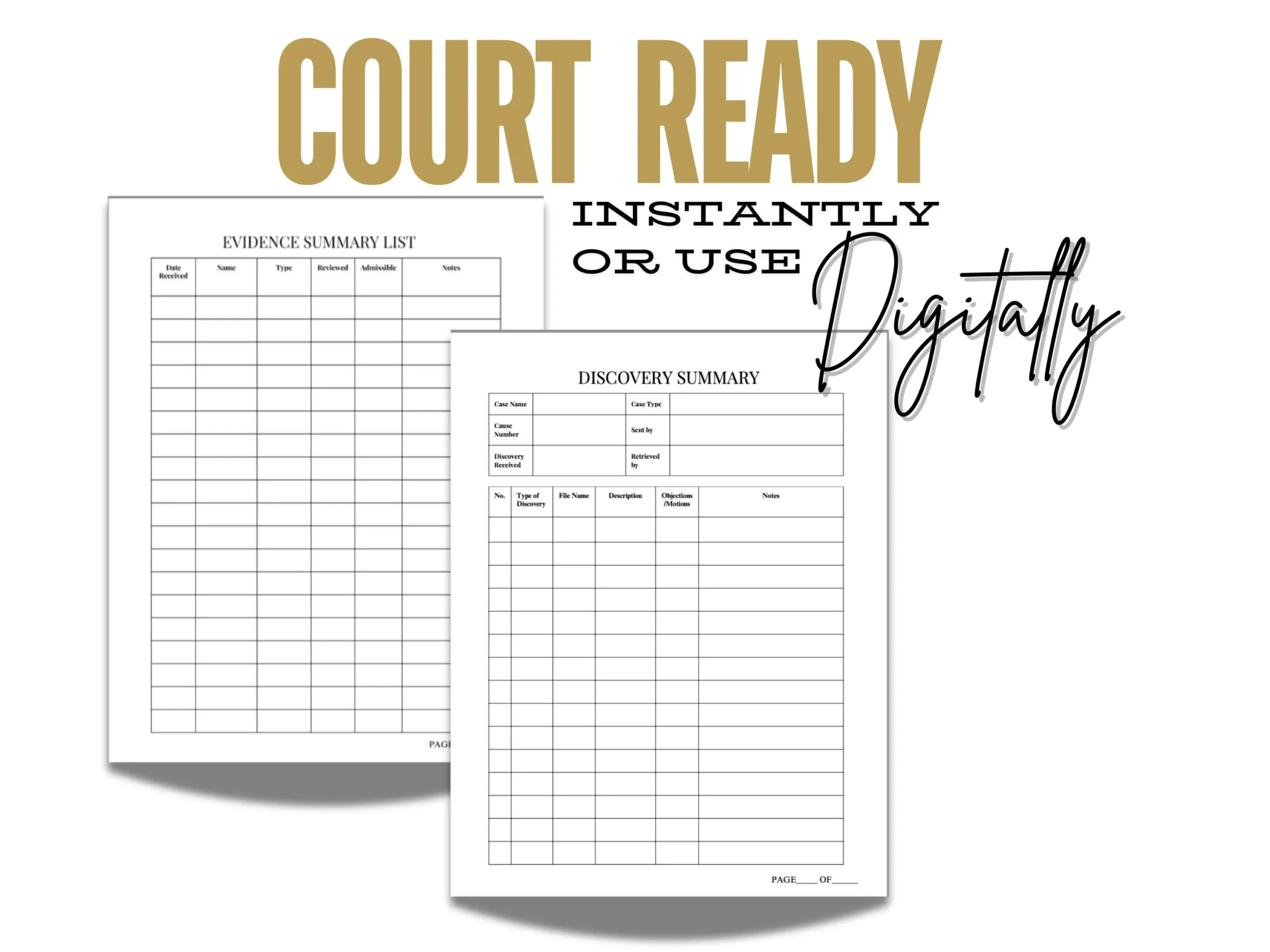 Printable Trial Notebook Template