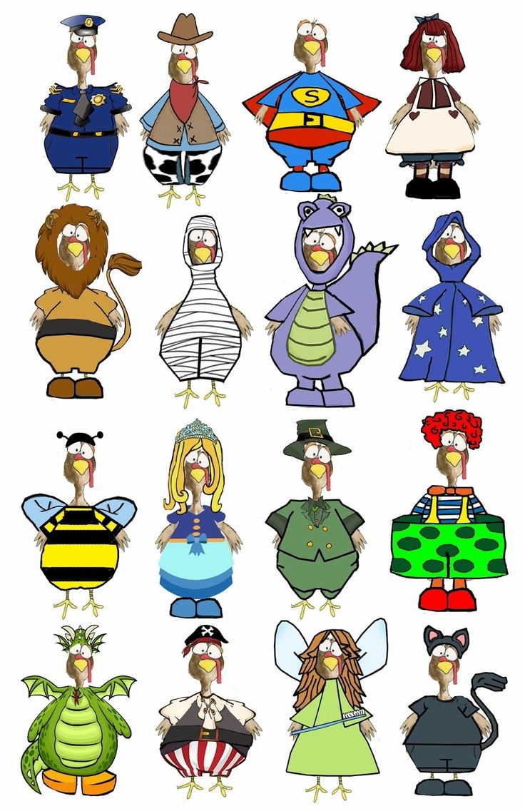 Template Turkey In Disguise Printable Outfits