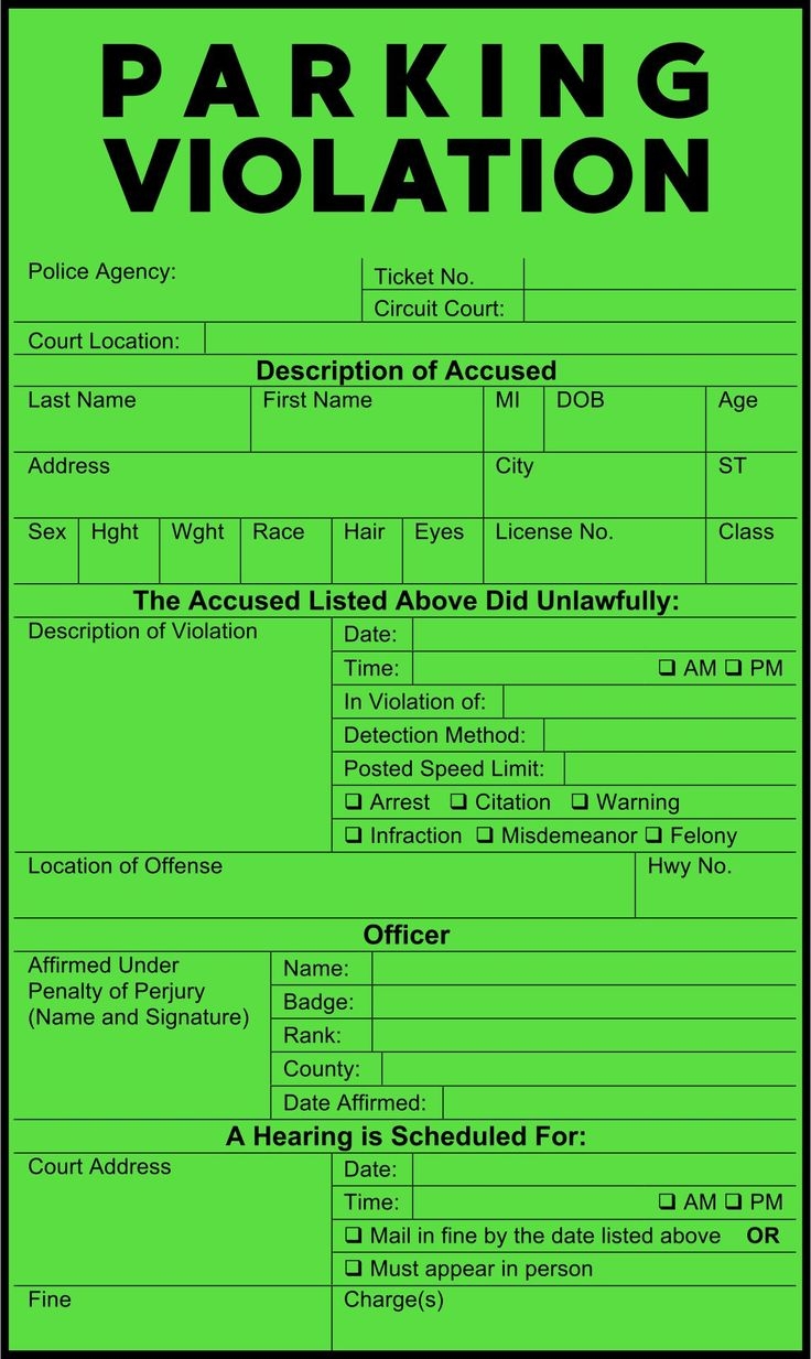 Printable Parking Ticket Template Word