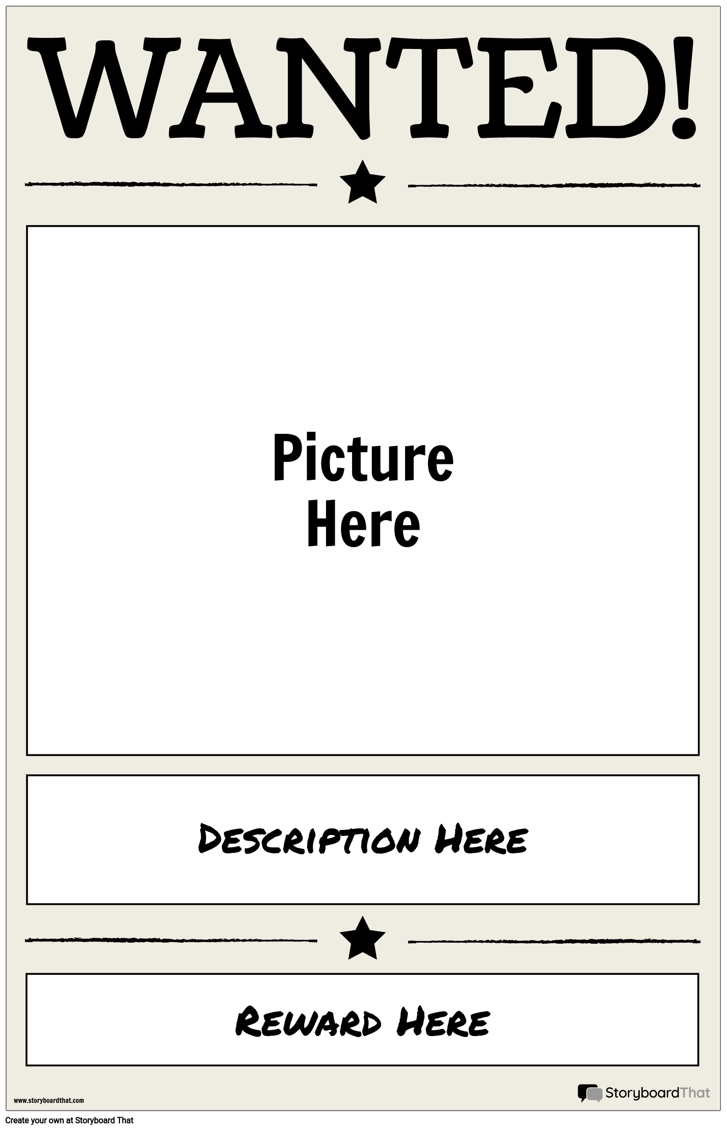 Wanted Poster Printable Template