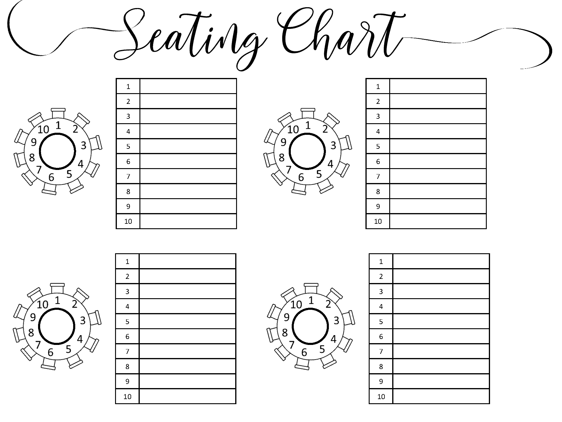 Printable Seating Chart Template