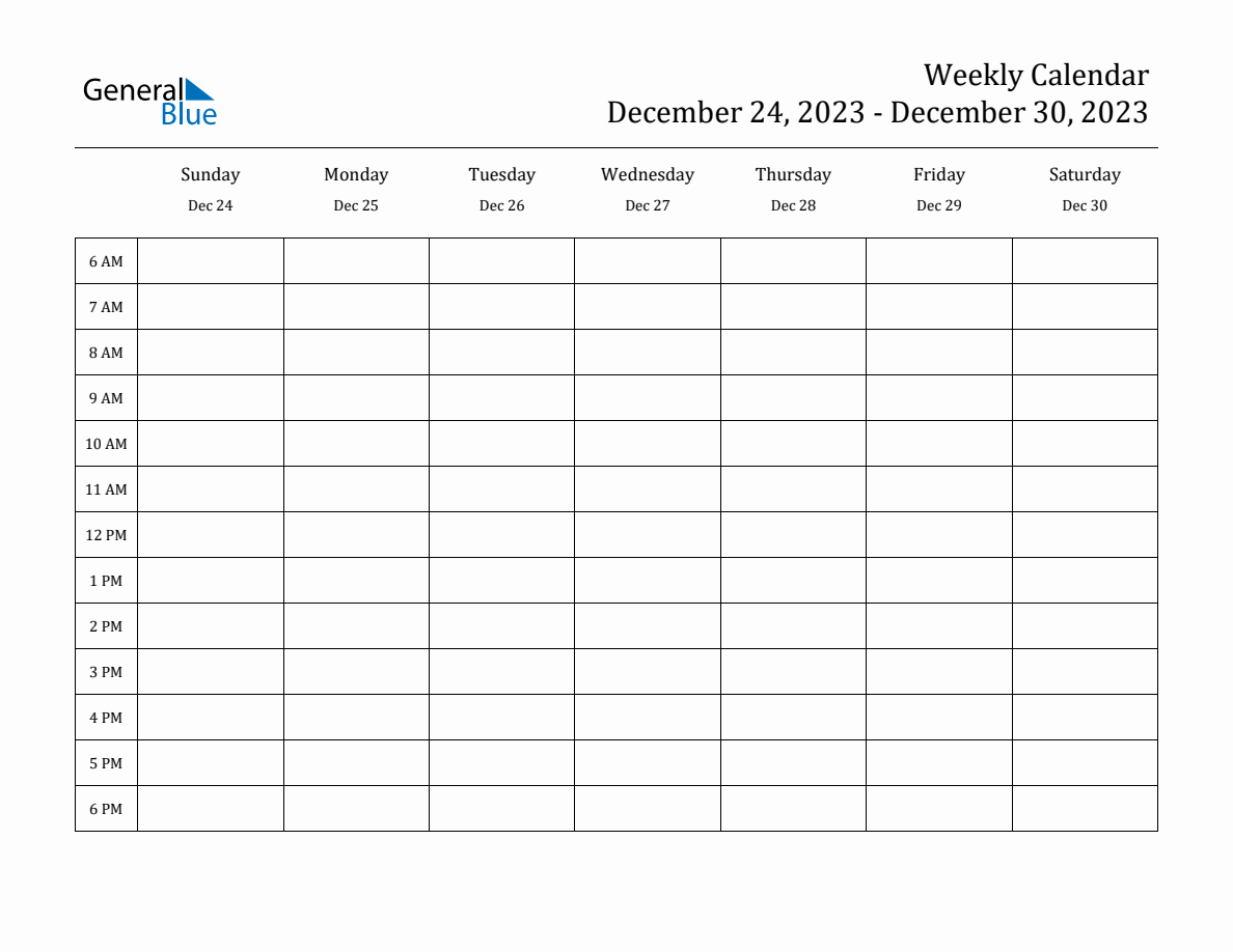Week Of December 30 Printable Calendar