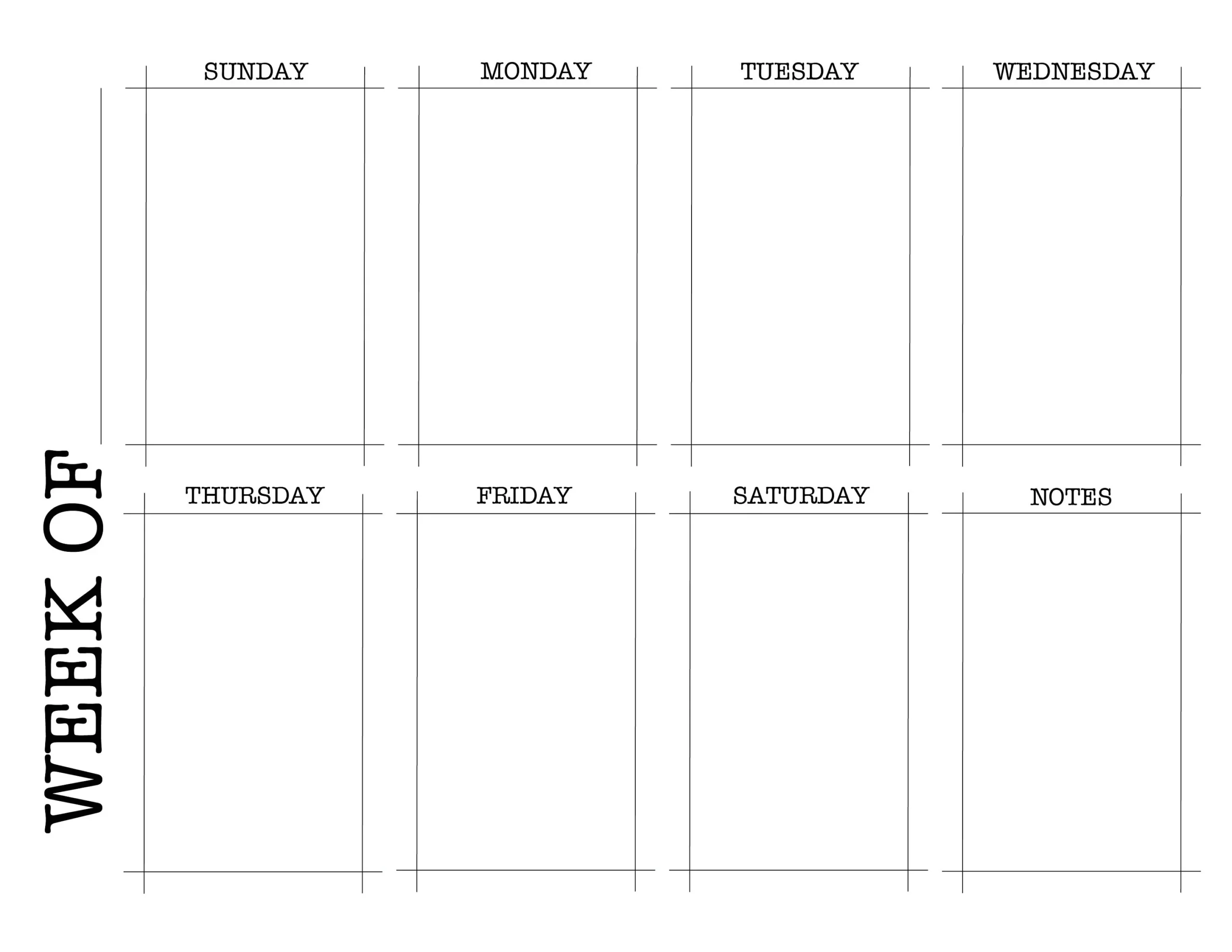 Weekly Calendar Printable Blank