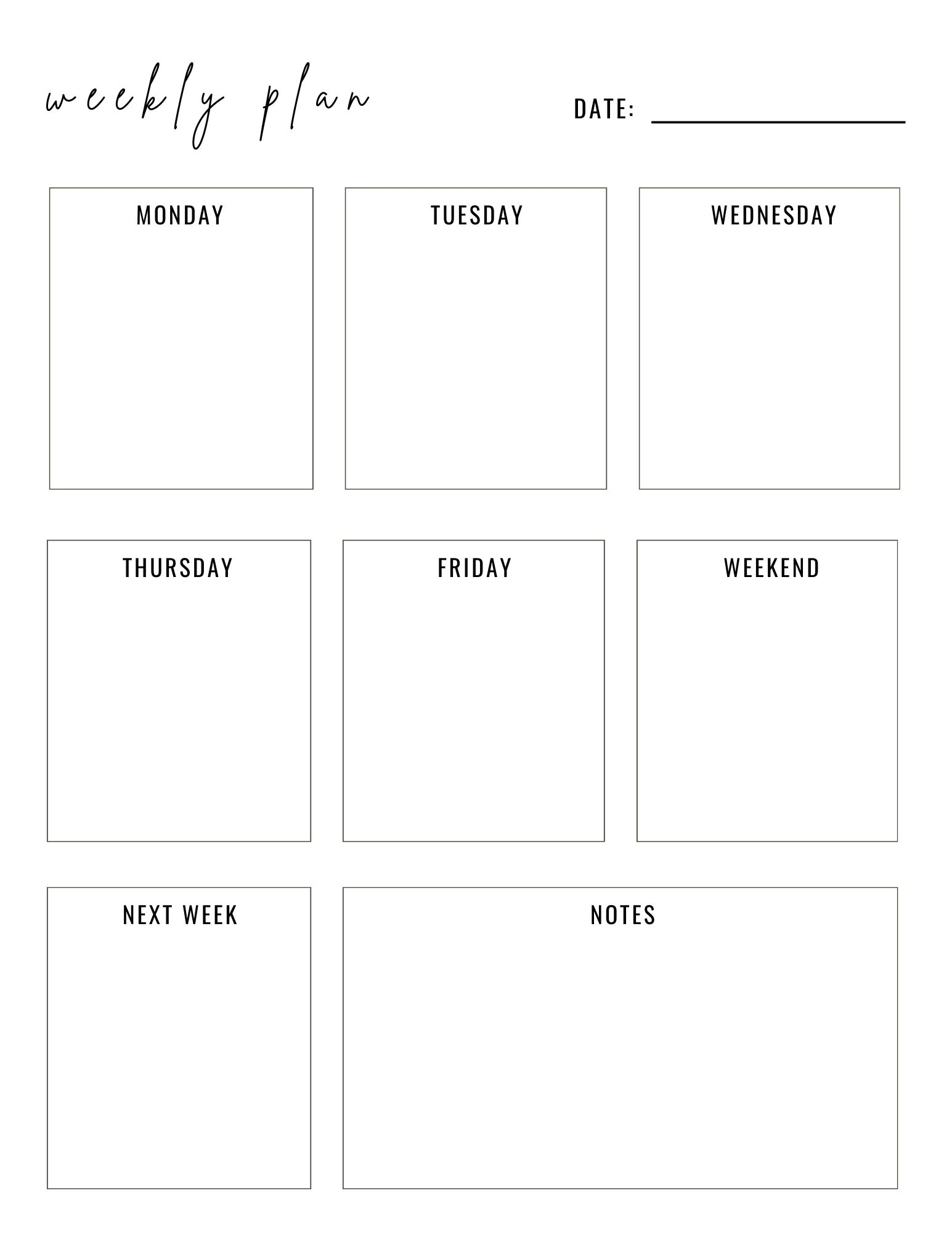 Weekly Planner Printable Template