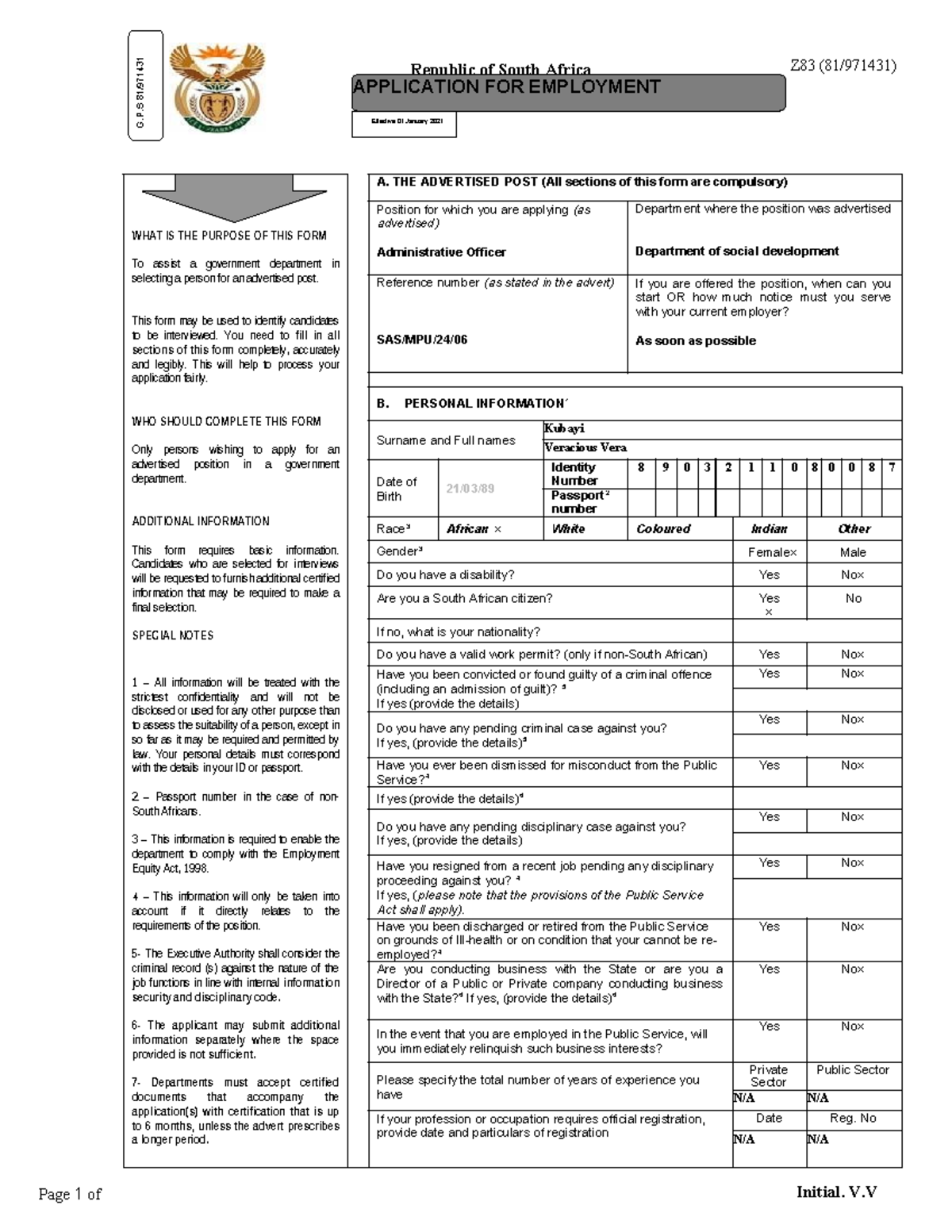 Z83 Form 2025 Download Pdf
