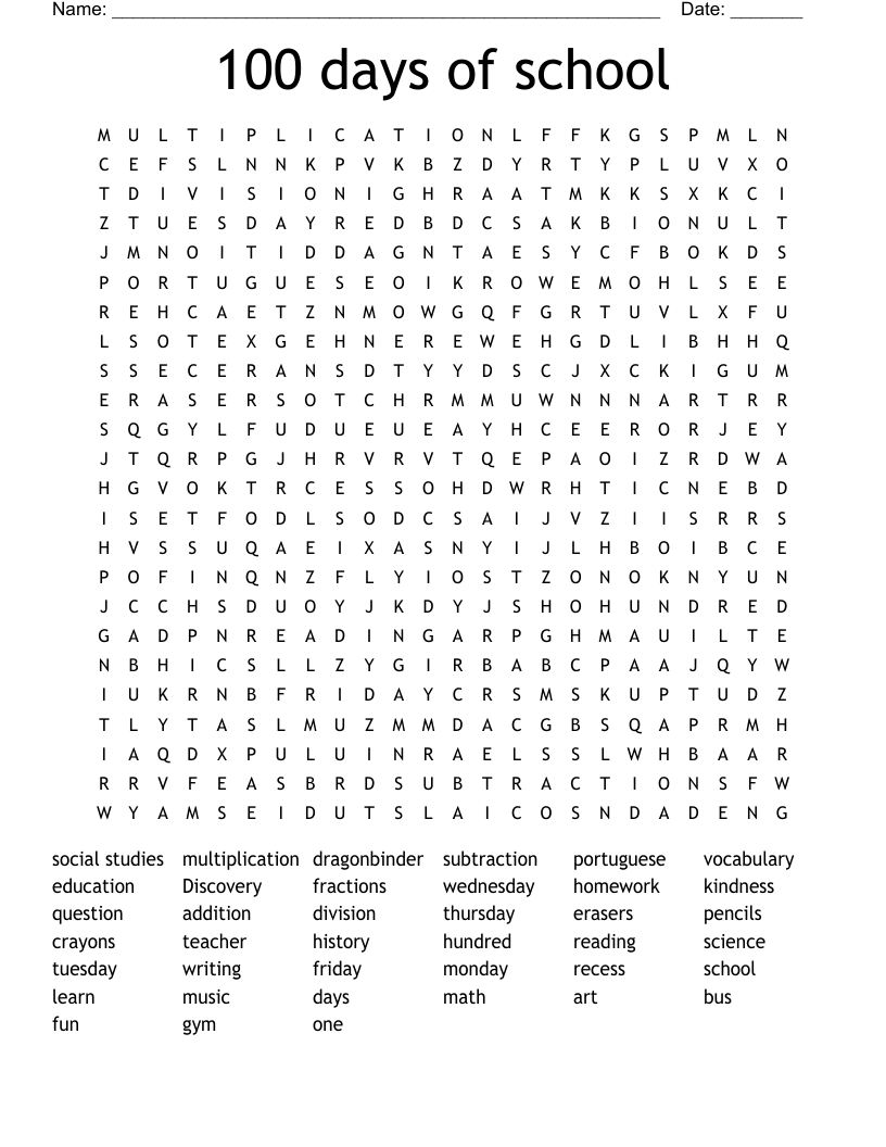 Free Printable 100 Word Searches
