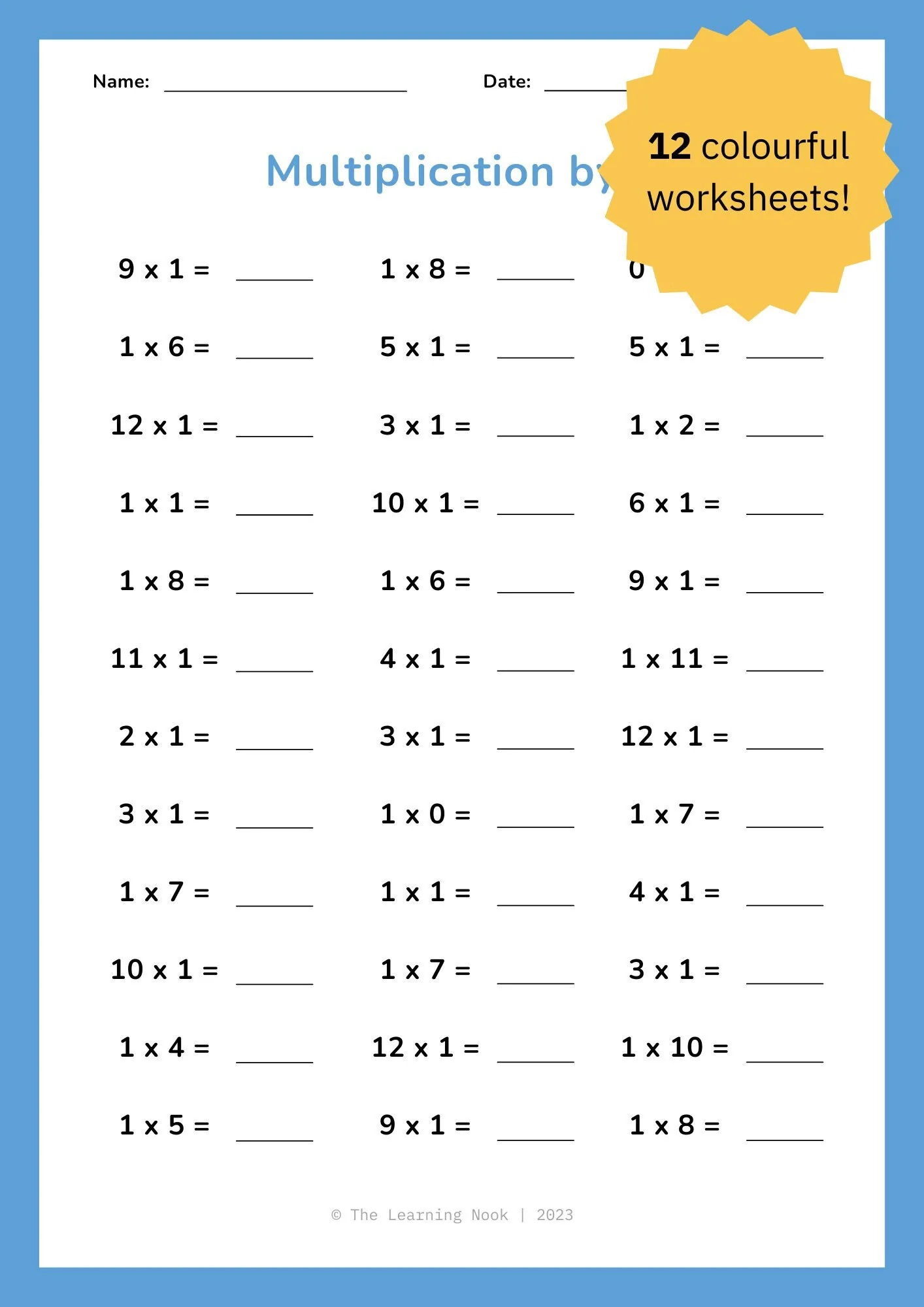 Multiplication Worksheets Printable Grade 3