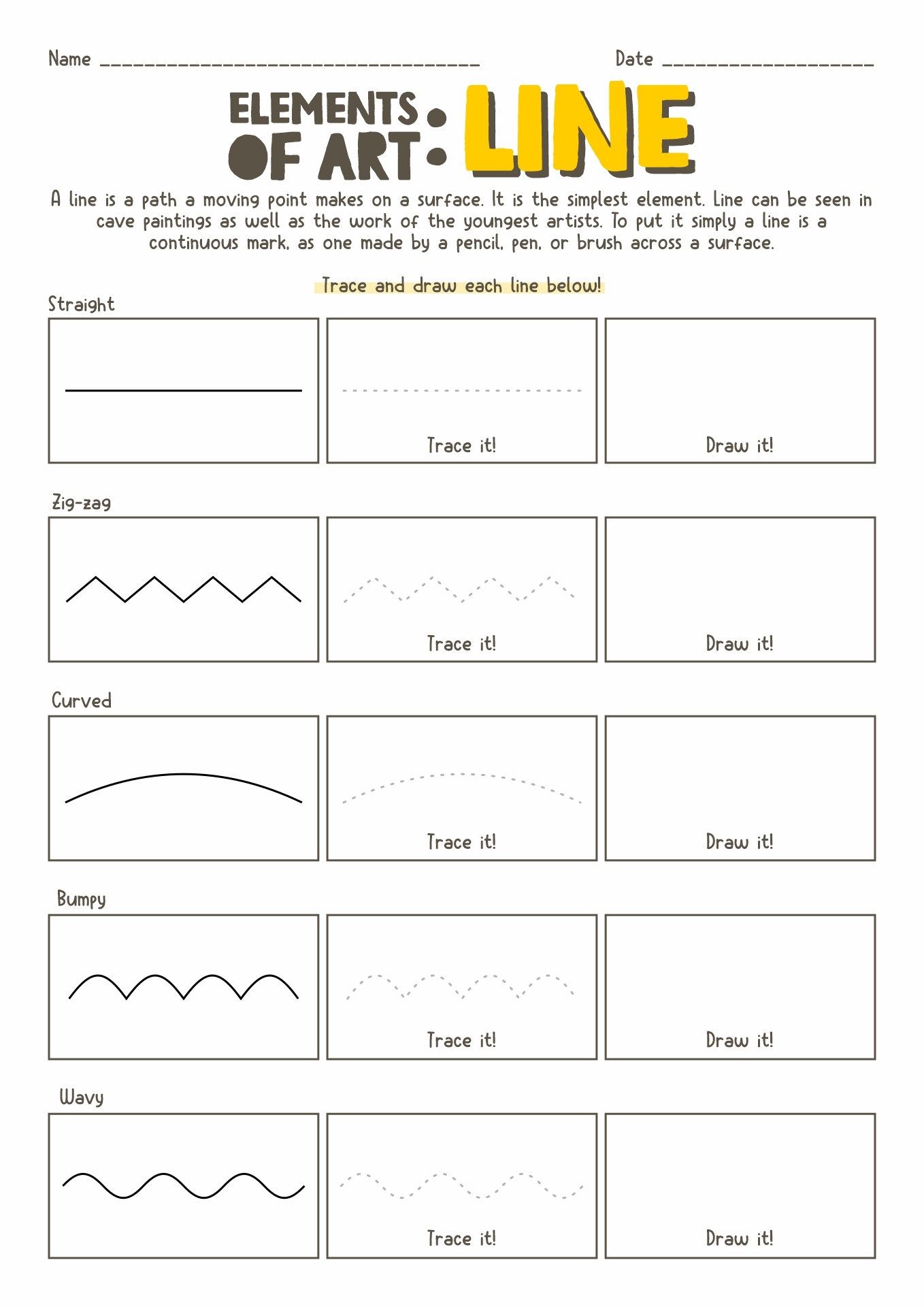 Free Printable Elements Of Art Worksheets