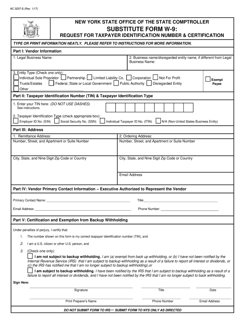 2017 2025 NY Substitute Form W 9 Fill Online Printable Fillable 