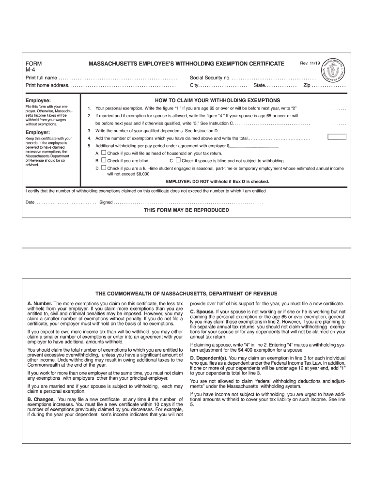 Ma W4 2025 Form Printable Pdf