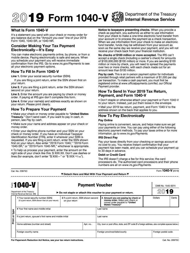 2019 Form 1040 V Fill Out amp Sign Online DocHub