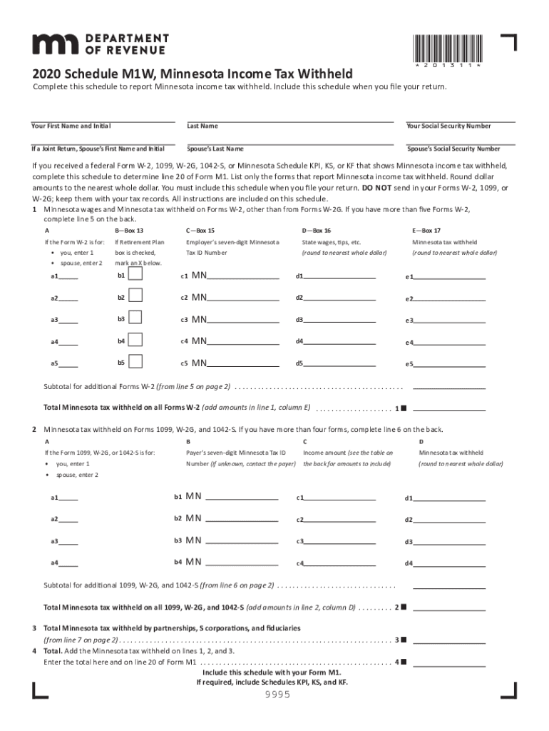 2020 Mn Tax Fill Out amp Sign Online DocHub