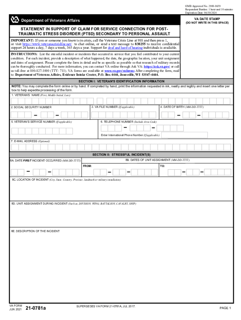 2021 2025 Form VA 21 0781a Fill Online Printable Fillable Blank 