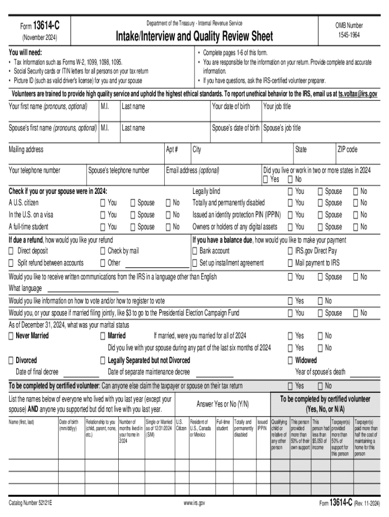2024 Form IRS 13614 C Fill Online Printable Fillable Blank 