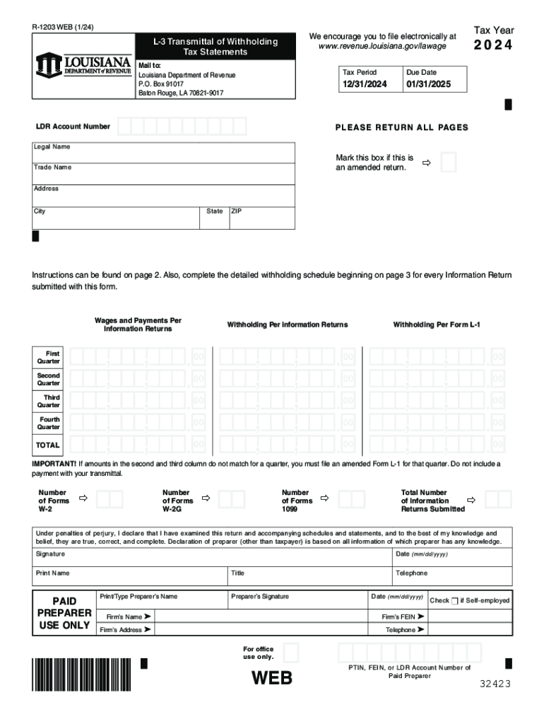 2024 Form LA LDR R 1203 Fill Online Printable Fillable Blank 