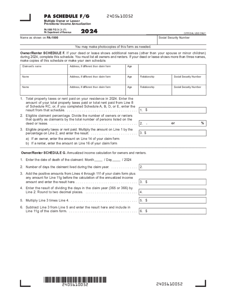 2024 Form PA DoR PA 1000 F G Fill Online Printable Fillable 