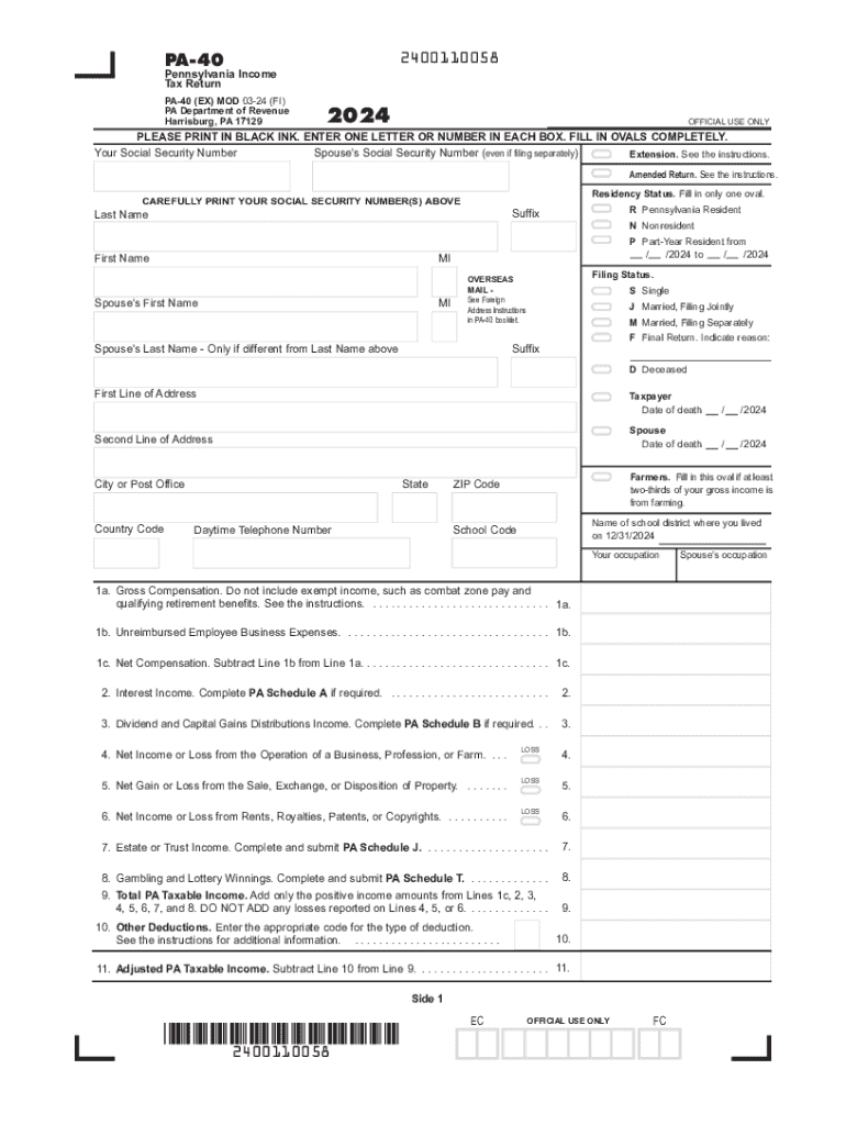 2024 Form PA DoR PA 40 Fill Online Printable Fillable Blank 