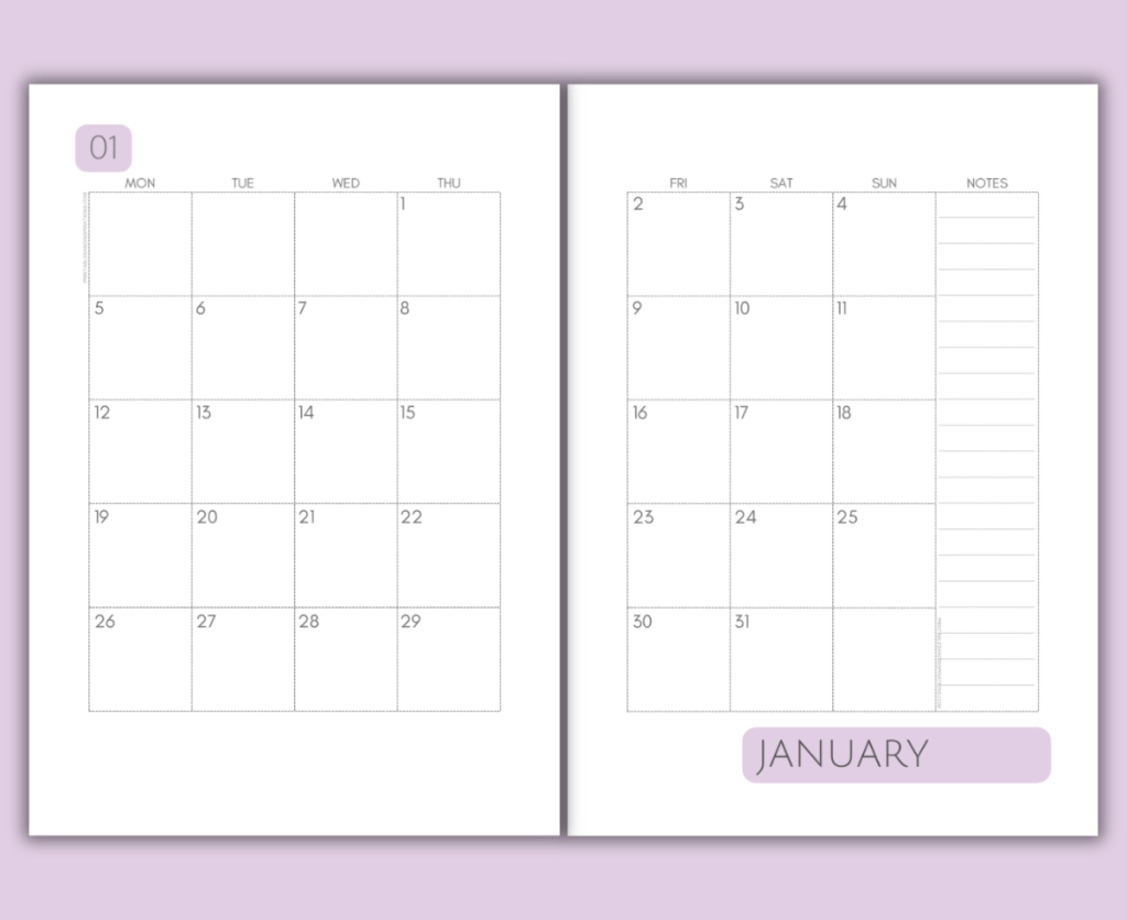 A5 Size Calendar 2026 Printable