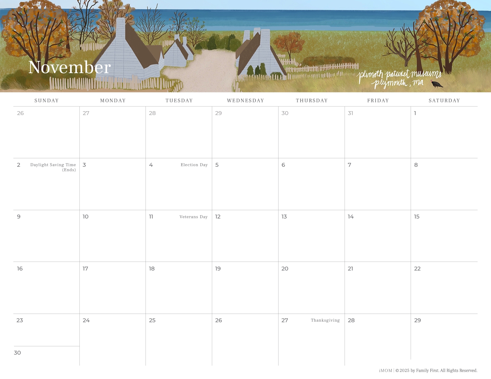 Free Printable November 2026 Calendar Imom