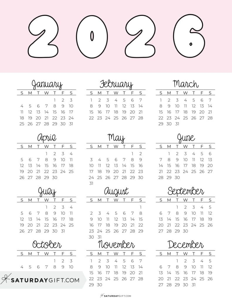 Calendar 2026 Calendar Printable