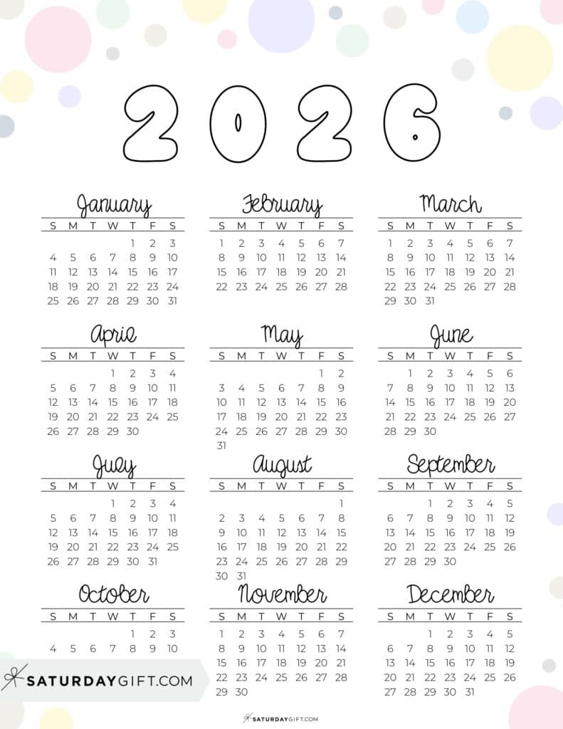 Calendar 2026 Free Printable Pdf