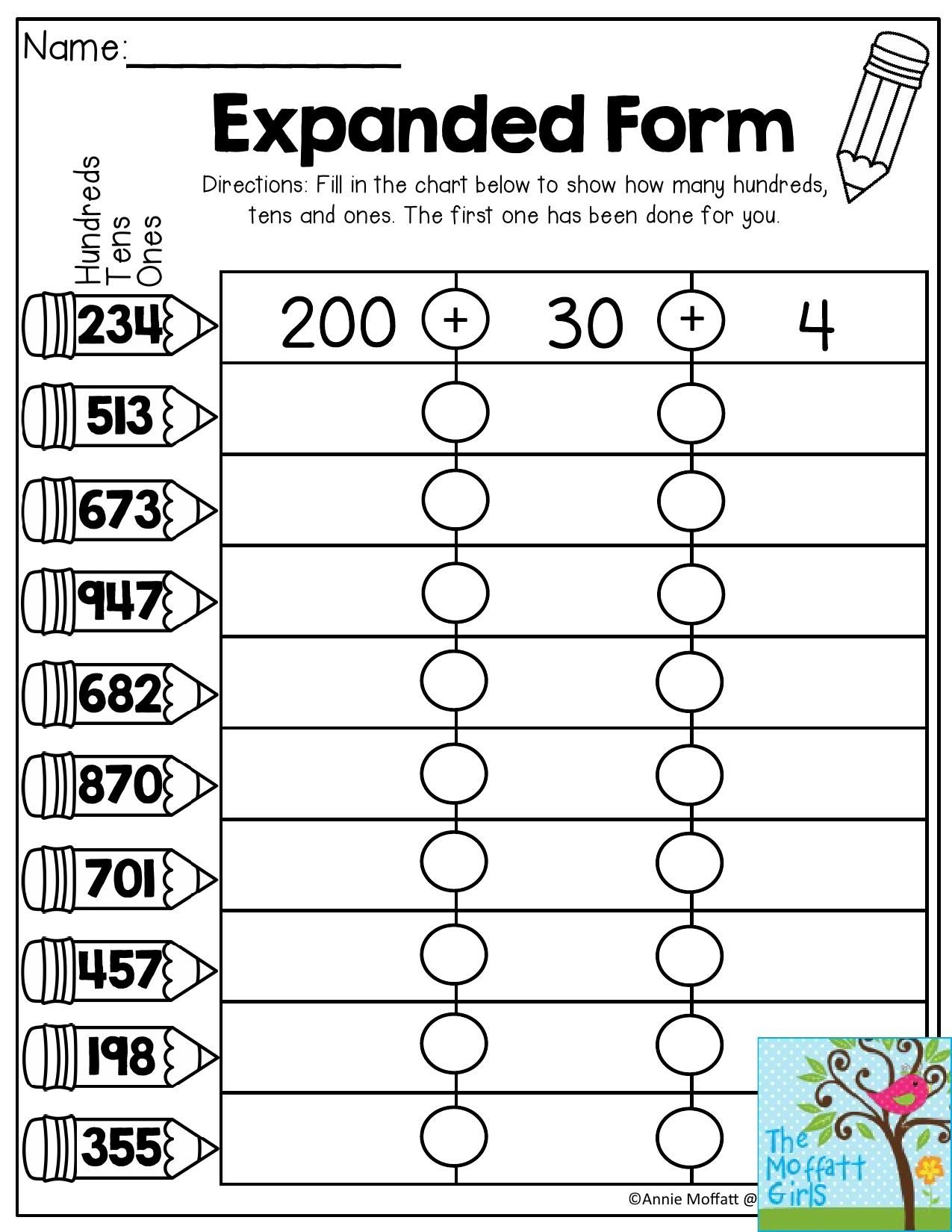 Free Printable Expanded Form Worksheets