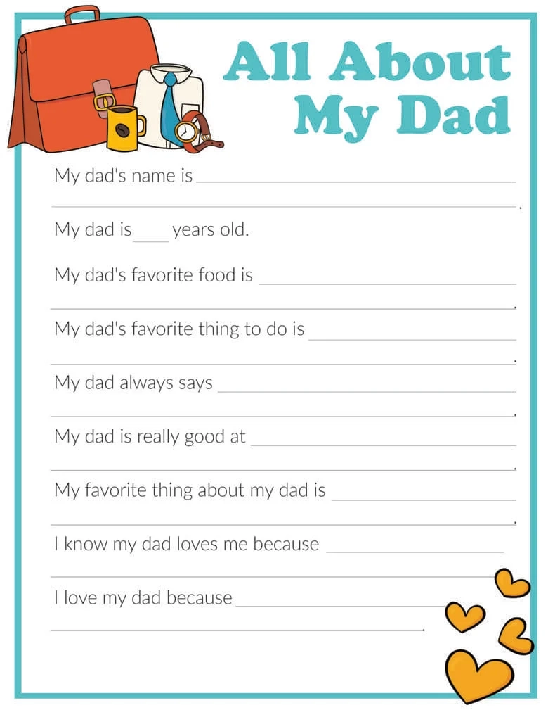 All About My Daddy Free Printable