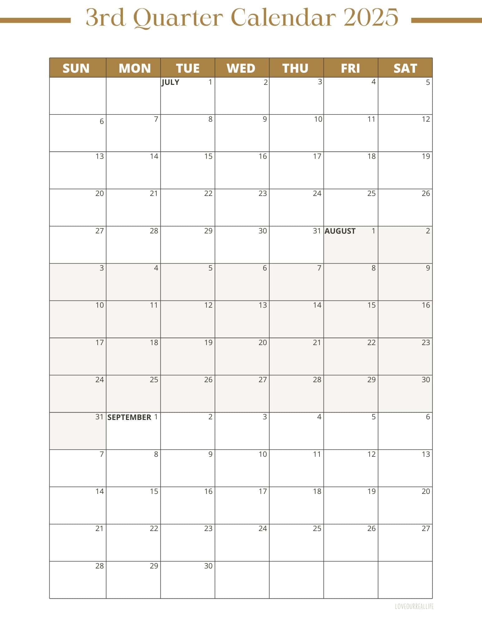 Blank 3 Month Calendar Printable