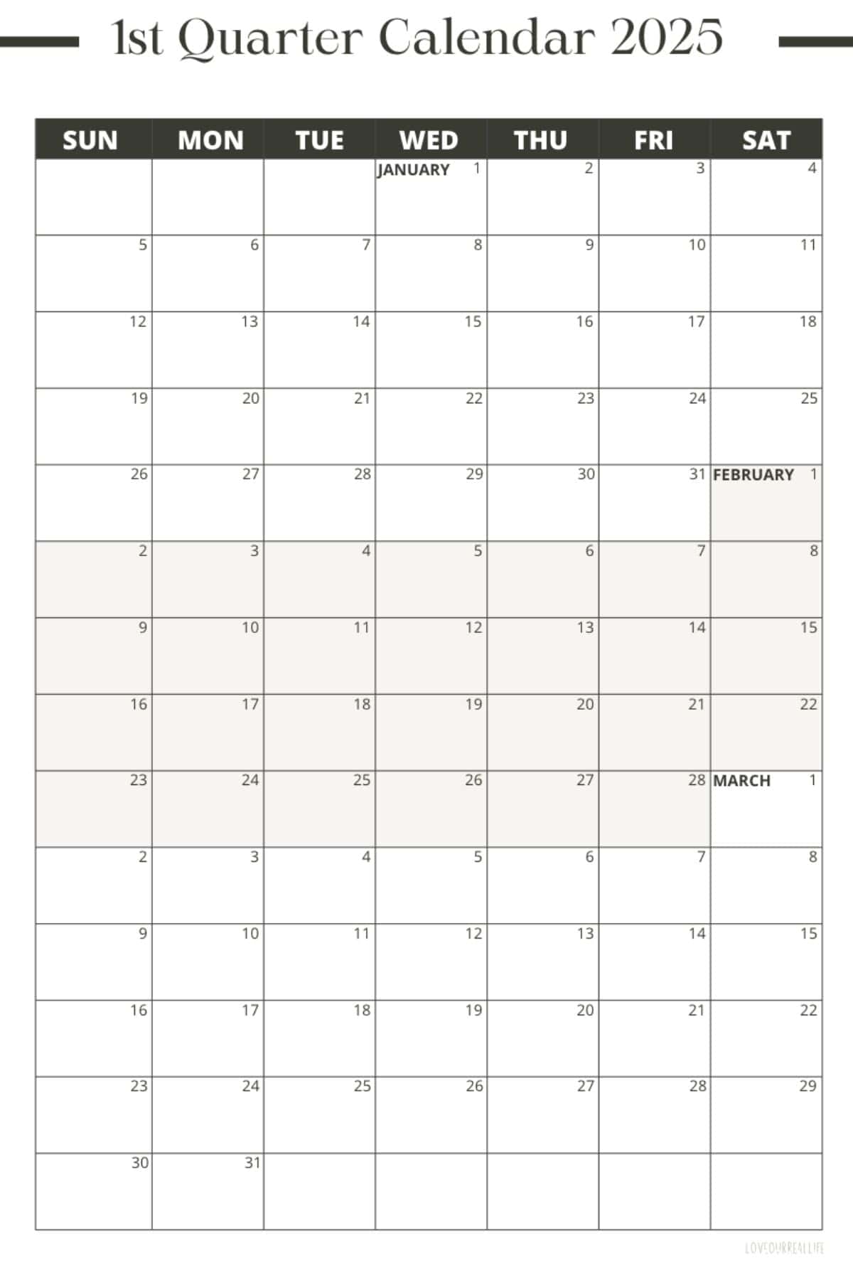 3 Month Calendar Printable Blank