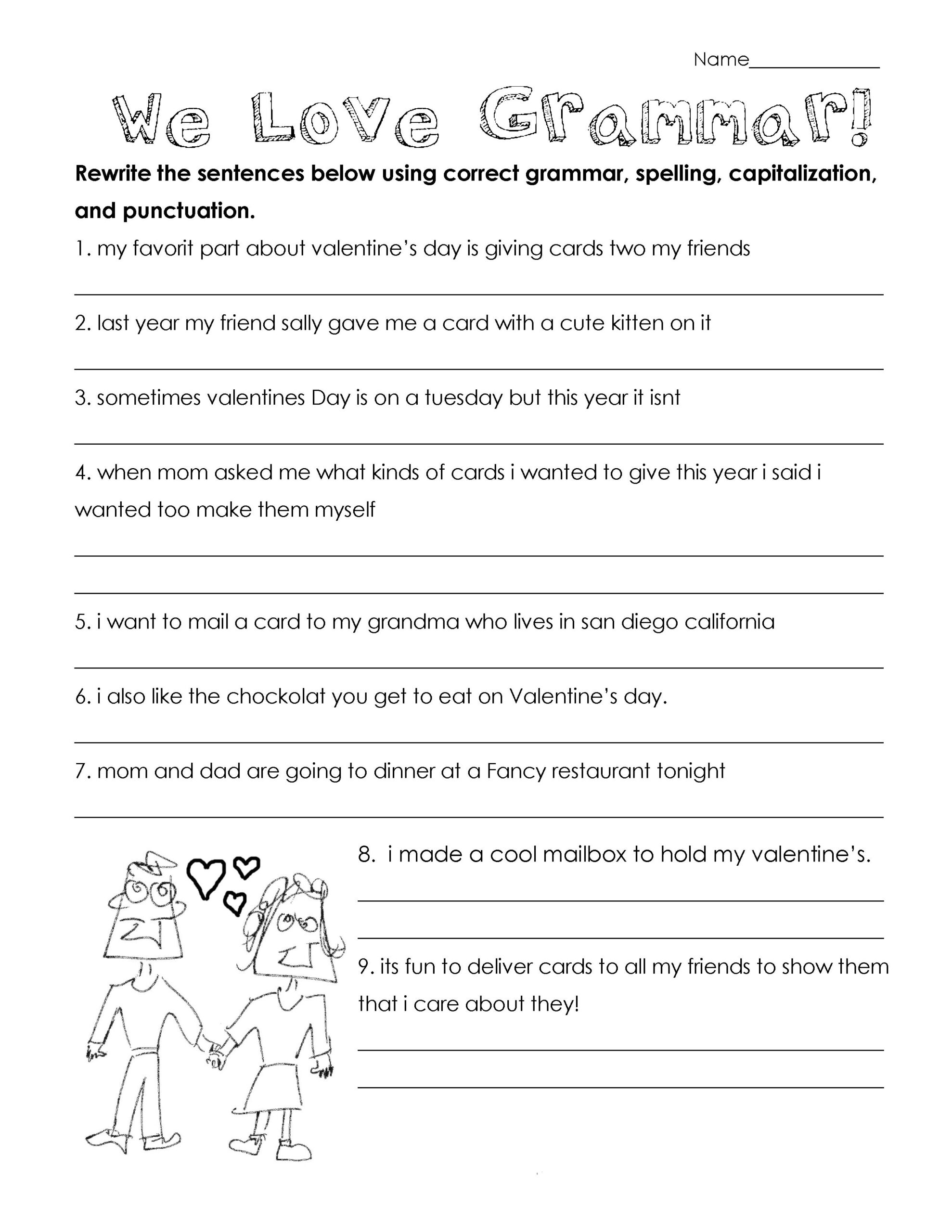 3rd Grade Worksheets Printable Grammar
