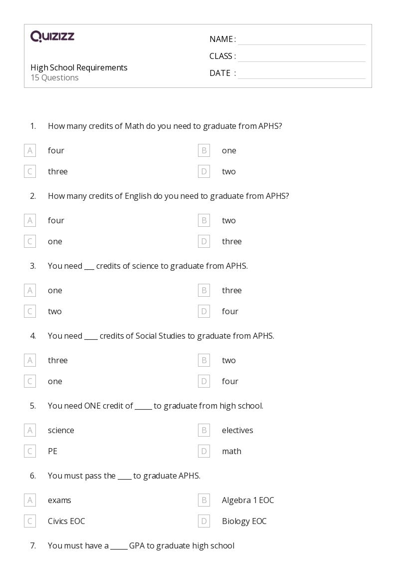50 High School Science Worksheets For 9th Class On Quizizz Free 