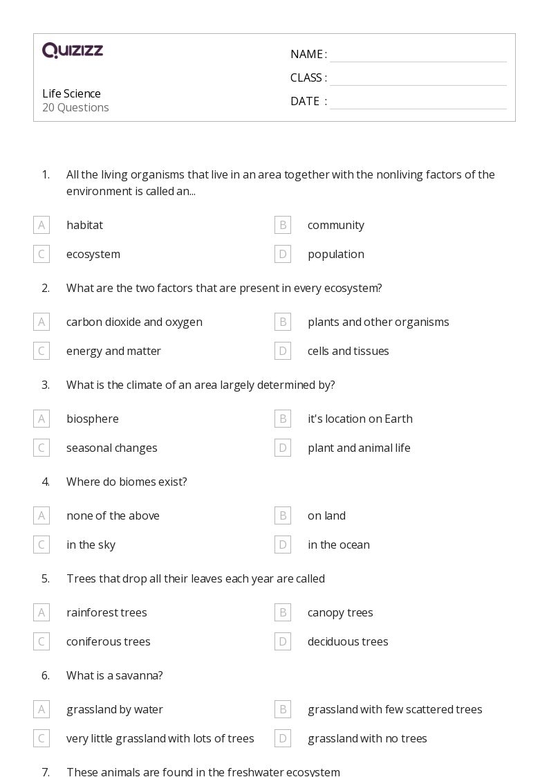 Free Printable School Worksheets Grade 8