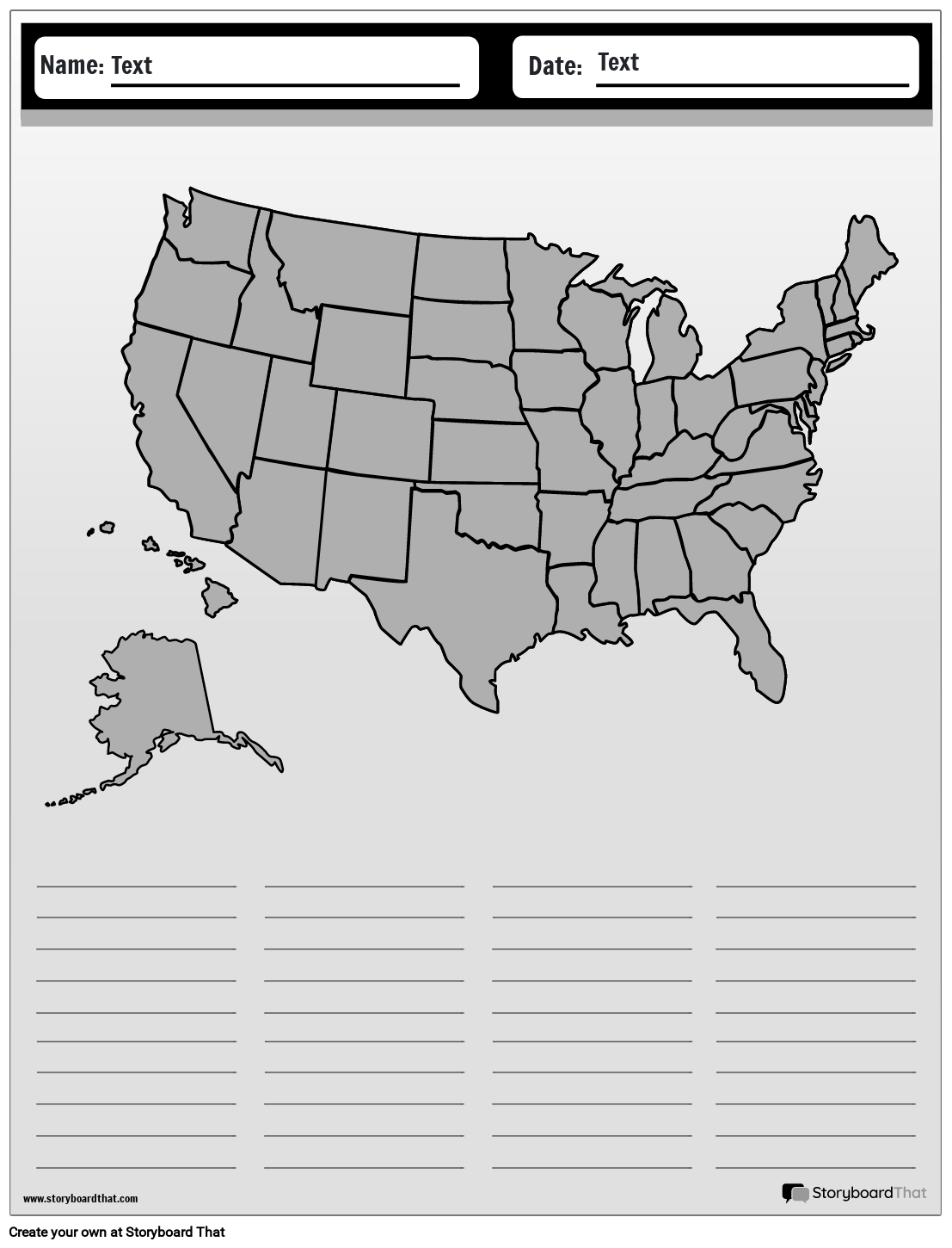 50 States Map Printable Worksheets