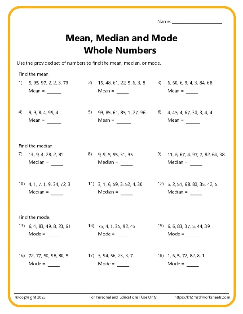 Free Math Printable Worksheets 6th Grade