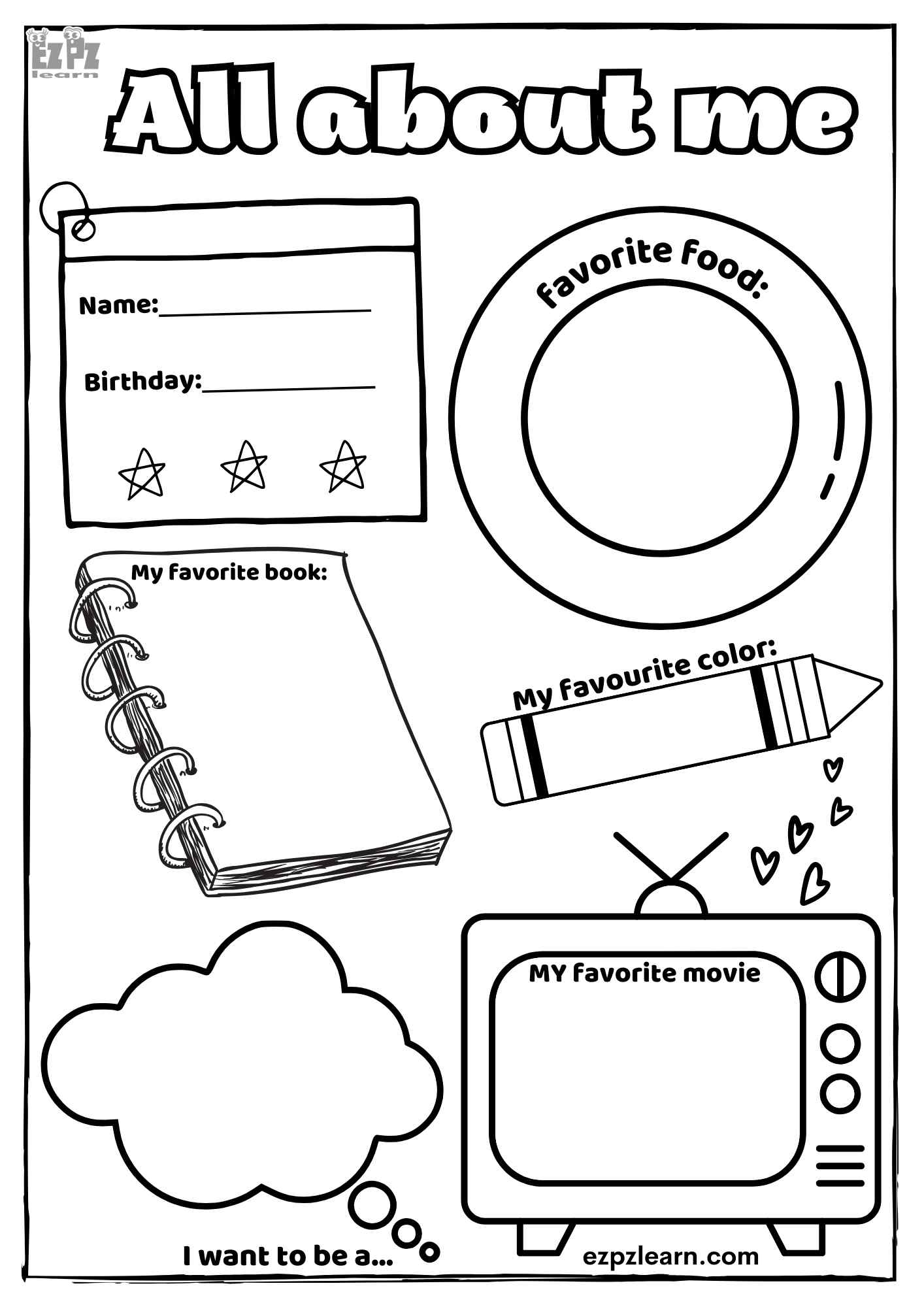 Printable All About Me Worksheet Preschool