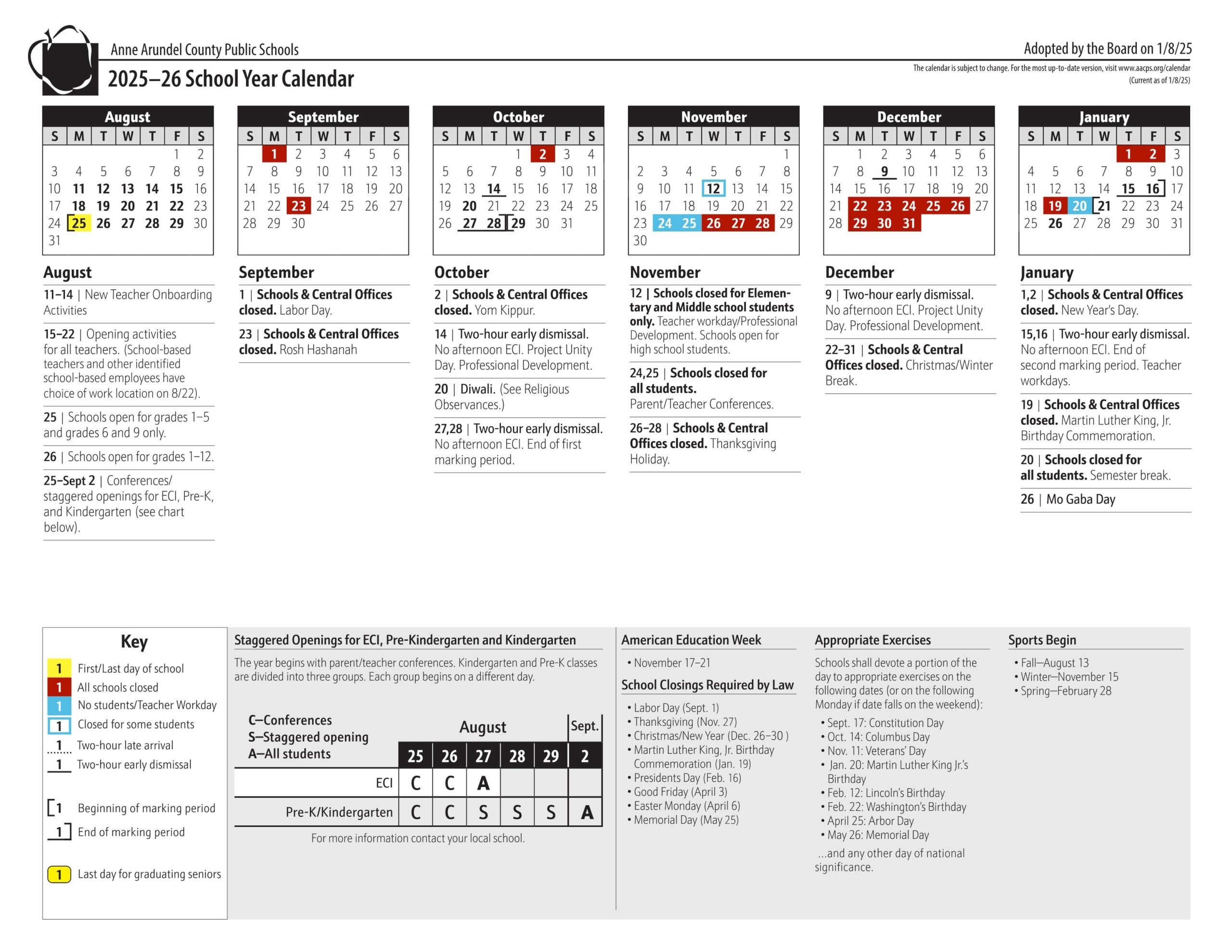 Anne Arundel County Schools Calendar 25 26 PDF EduCounty