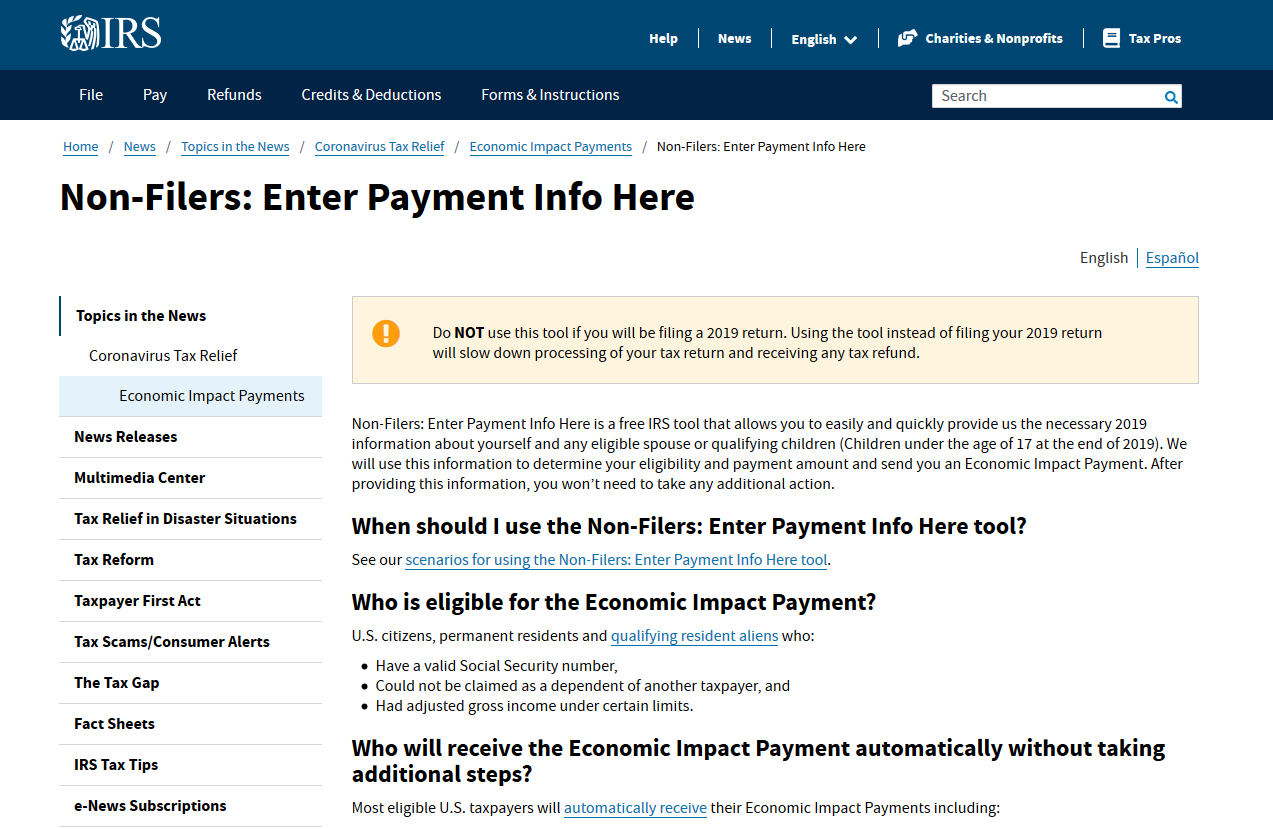 ARCHIVE How To Fill Out The IRS Non Filer Form Get It Back