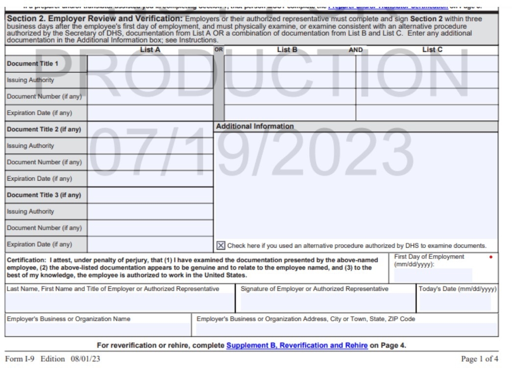 Form I-9 2023 Filing