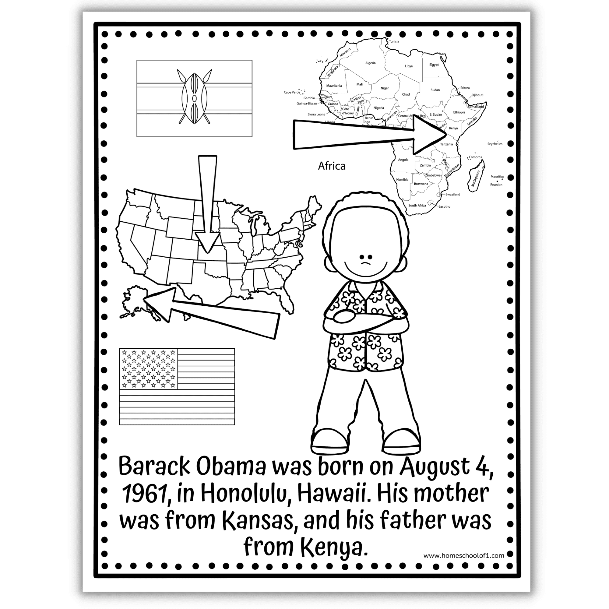 Barack Obama Coloring Pages Printable Worksheets For Kids