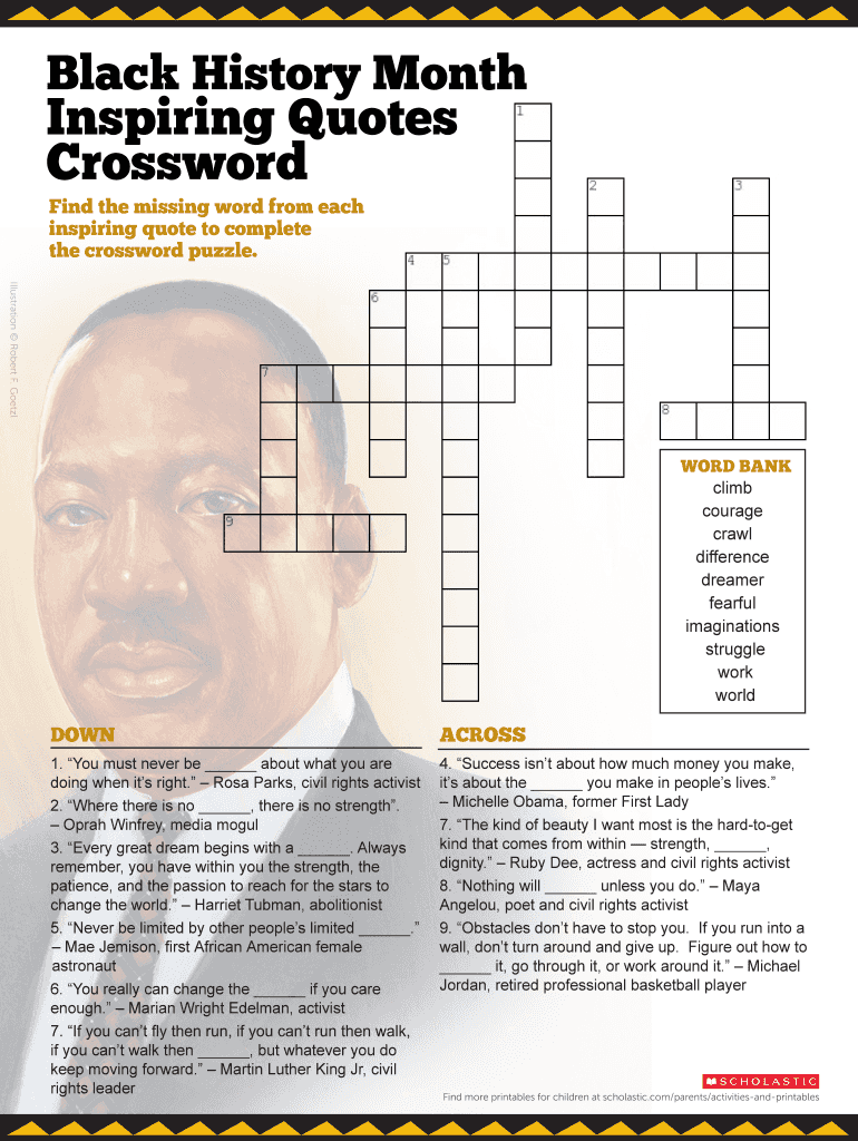 Black History Puzzles Printable Pdf