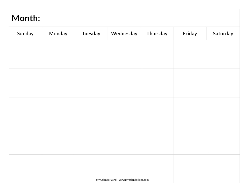 Blank Calendar Pages Printable