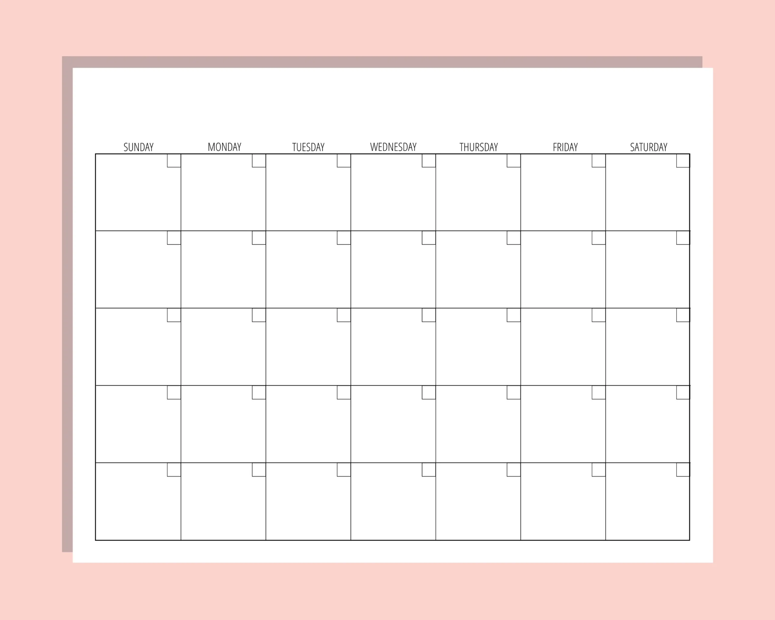 Blank Calendar Template 8 5 X 11 Inches Horizontal Vertical 