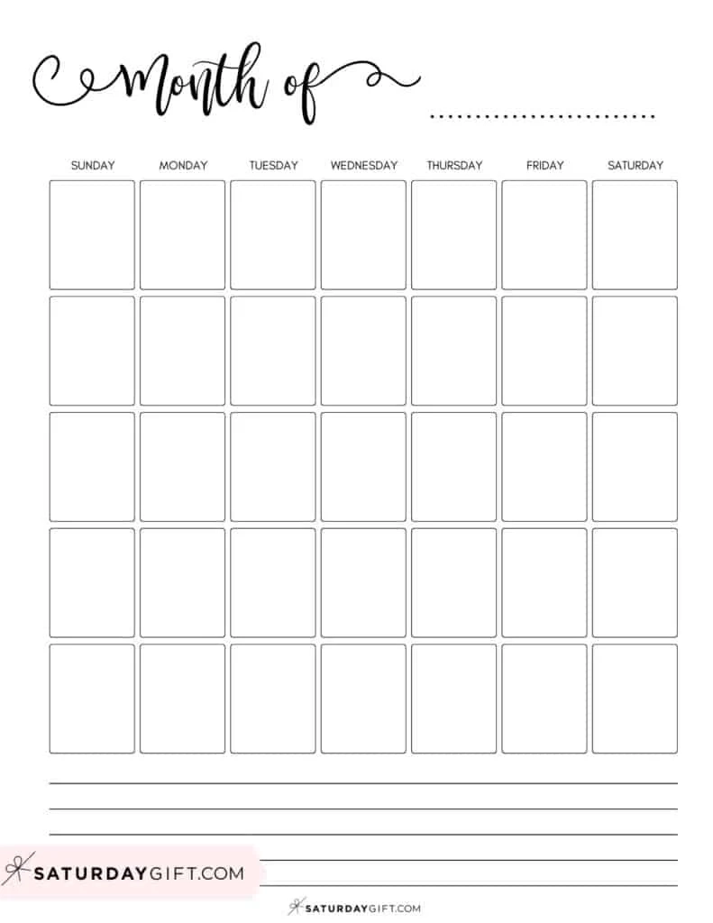 Blank Printable Monthly Calendars