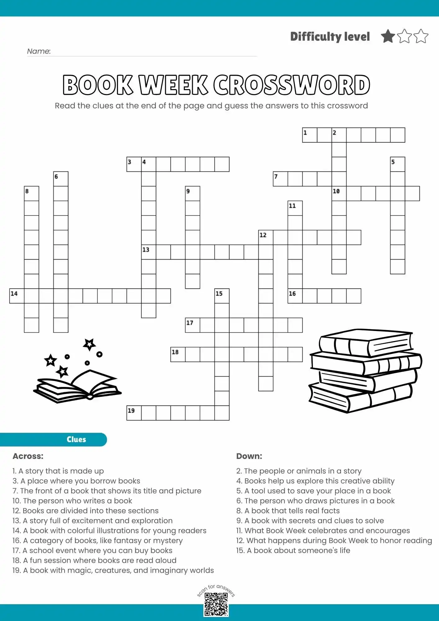 Book Week Crossword Puzzle Celebrate Reading With Fun Help My 