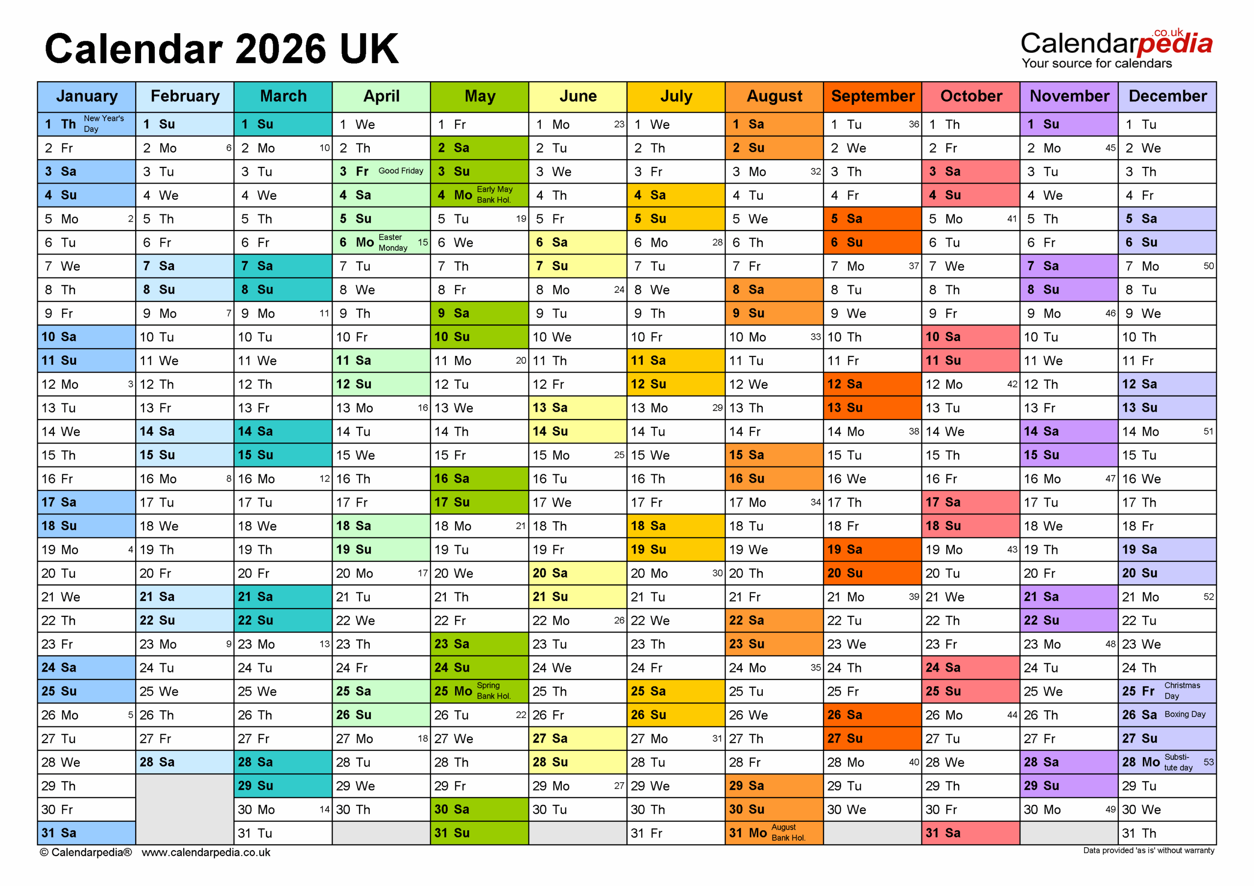 Blank Calendar 2026 Printable Yearly