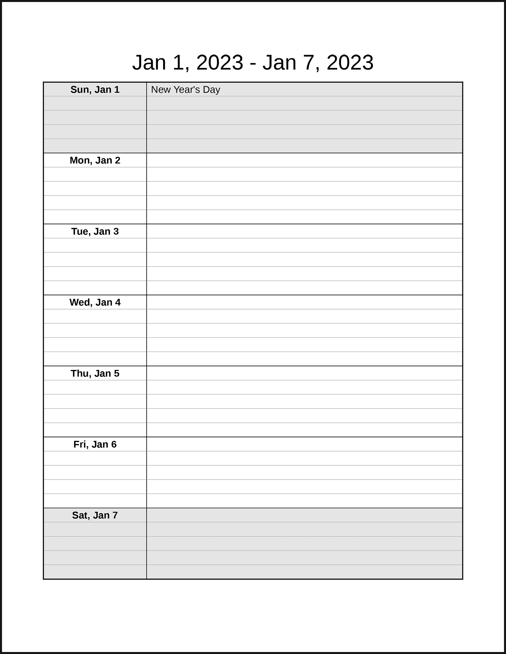 Printable Blank Lined Calendars